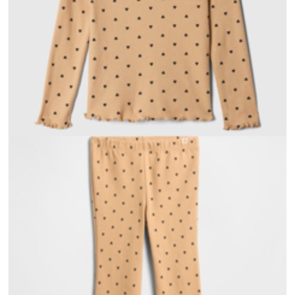 Gap Factory | Toddler Girls Brown Heart Top/Bottom Set 18-24M